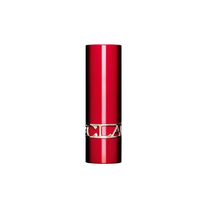 Packshot av det p&aring;fyllbare etuiet for Joli Rouge leppestift fra Clarins, som fremhever dets b&aelig;rekraftige og elegante design.
