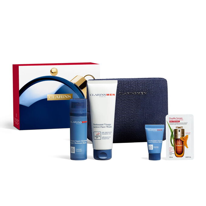 Produktbilde av Clarins Men-hudpleiejulesett med favoritter for en komplett daglig hudpleierutine for menn