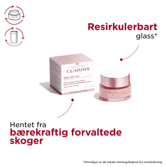 Multi-Active Day Cream Dry, pakke fra bærekraftig forvaltede skoger