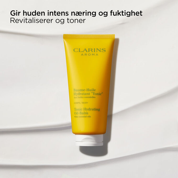 Bilde av Clarins Tonic Hydrating Oil-Balm, som fremhever de nærende, revitaliserende og fuktighetsgivende egenskapene.