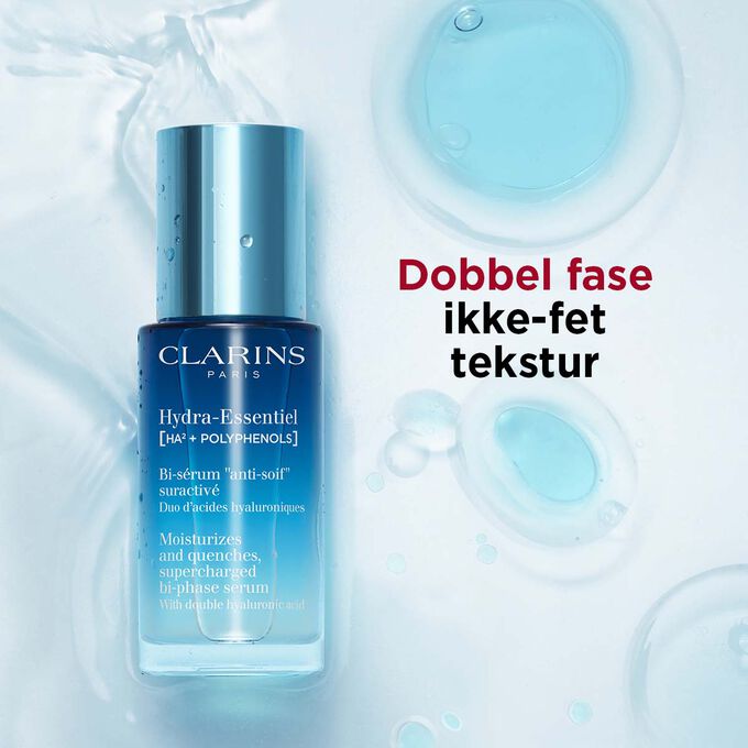 Hydra Essentiel Bi-Serum gel med dobbel fase og ikke-fet tekstur.