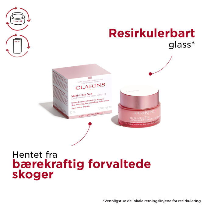 Multi-Active Night Cream Dry, pakke fra bærekraftig forvaltede skoger