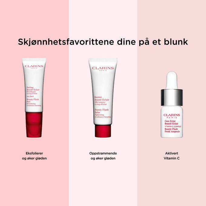 Clarins' serie med hudpleieprodukter er skreddersydd for &aring; n&aelig;re, stramme opp og forbedre huden og oppfylle alle brukerbehov.