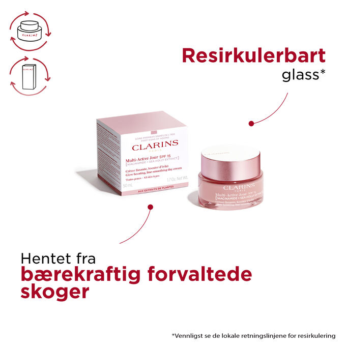 Multi-Active Day Cream SPF15, pakke fra bærekraftig forvaltede skoger