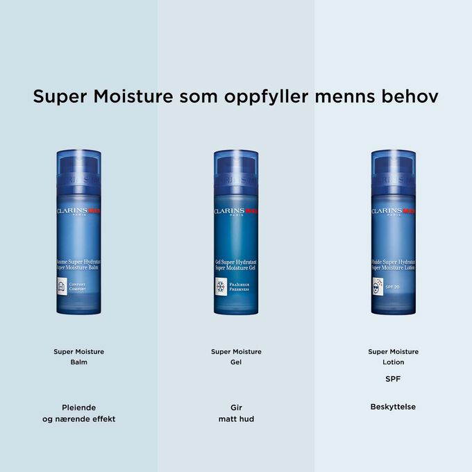 Clarins Men hudpleieserie er laget for å oppfylle alle menns behov, enten det kreves fuktighet eller beskyttelse av huden.
