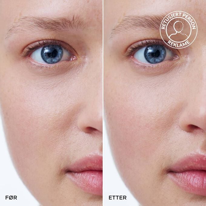 F&oslash;r- og etterbilde av en kvinnes bryn med Clarins 2-i-1 Blond Brow Pencil, som viser fyldigere og mer strukturerte bryn.