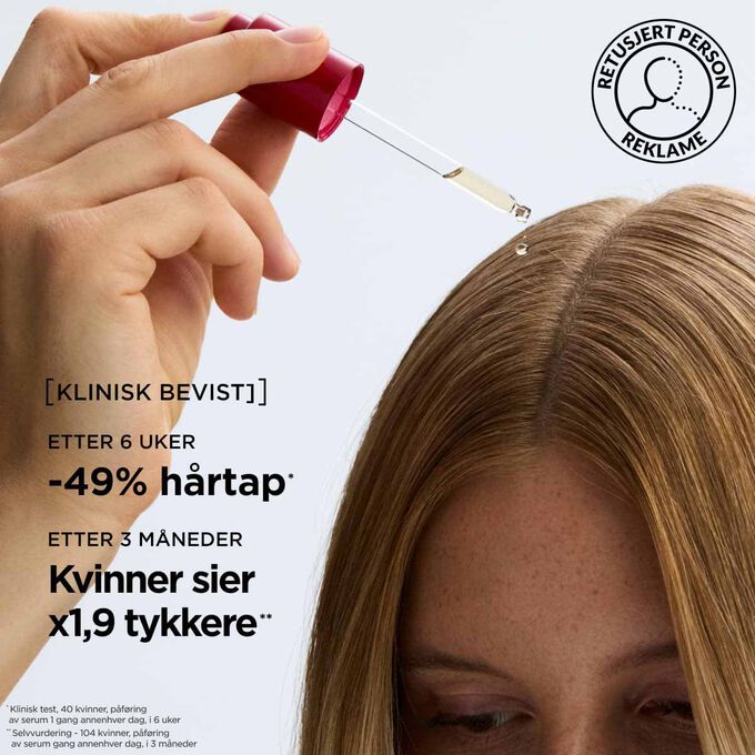 P&aring;f&oslash;ring av h&aring;rtapsserum direkte p&aring; hodebunnen for &aring; forbedre h&aring;rets holdbarhet og stimulere tetthet for et tykkere utseende
