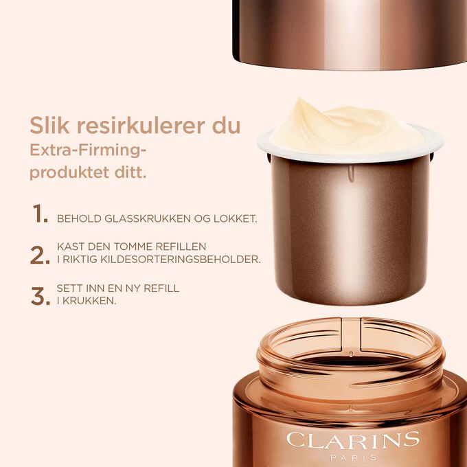 Illustration to explain how to recycle your Extra-Firming night care product with the different steps to follow